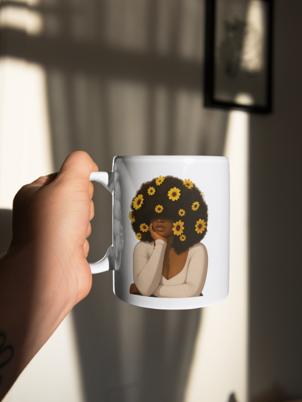 Mug Black Afro Flowers