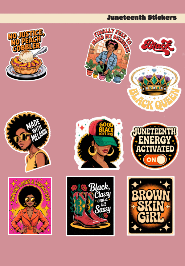 🖤 Pack de 10 Stickers Afro – Juneteenth