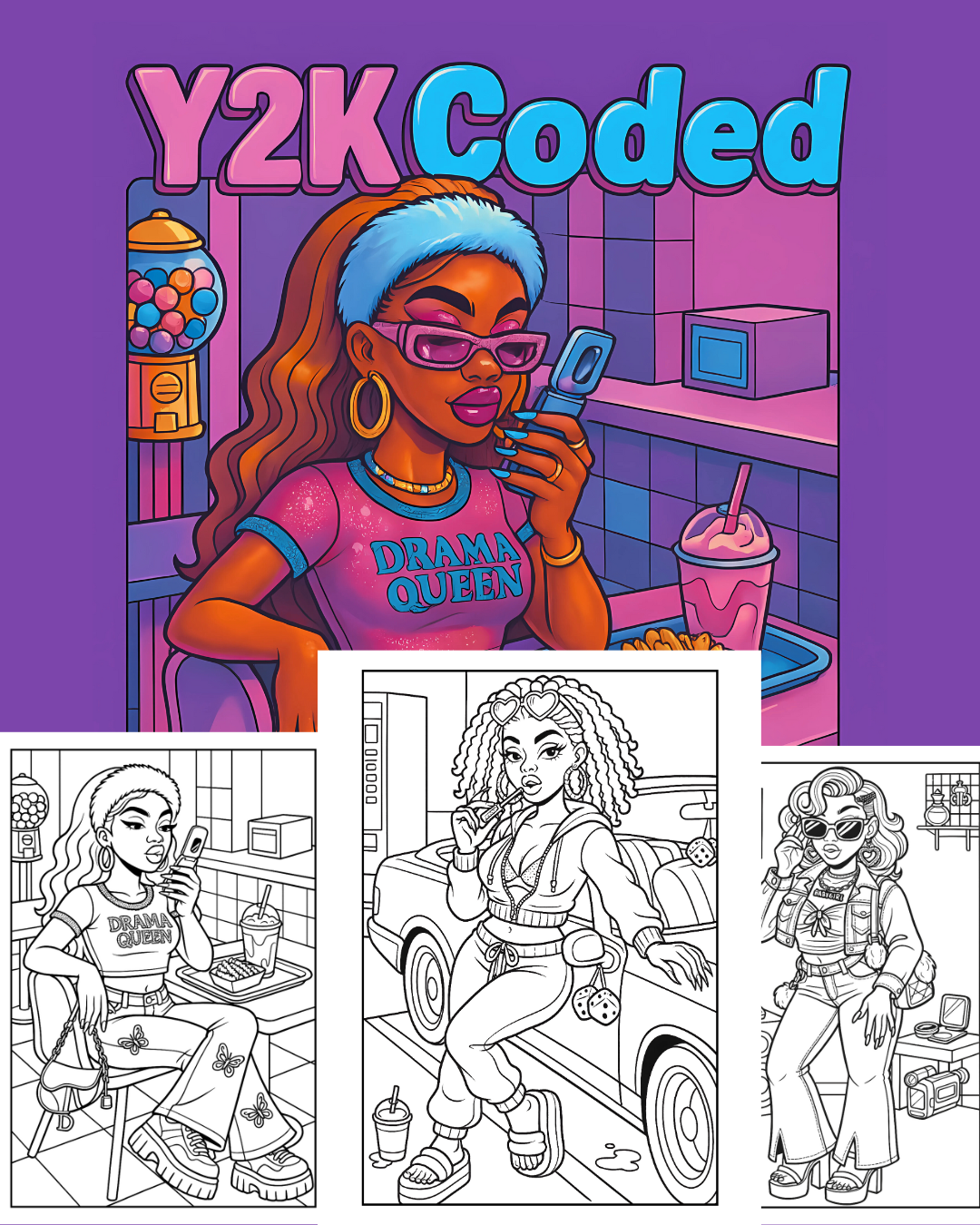 Livre de Coloriage – Vibes 2000’s Black Girls – Image 2